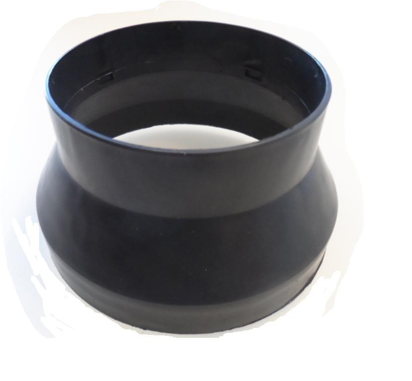 Reduction double hood pipe from black plastic 150-120-100